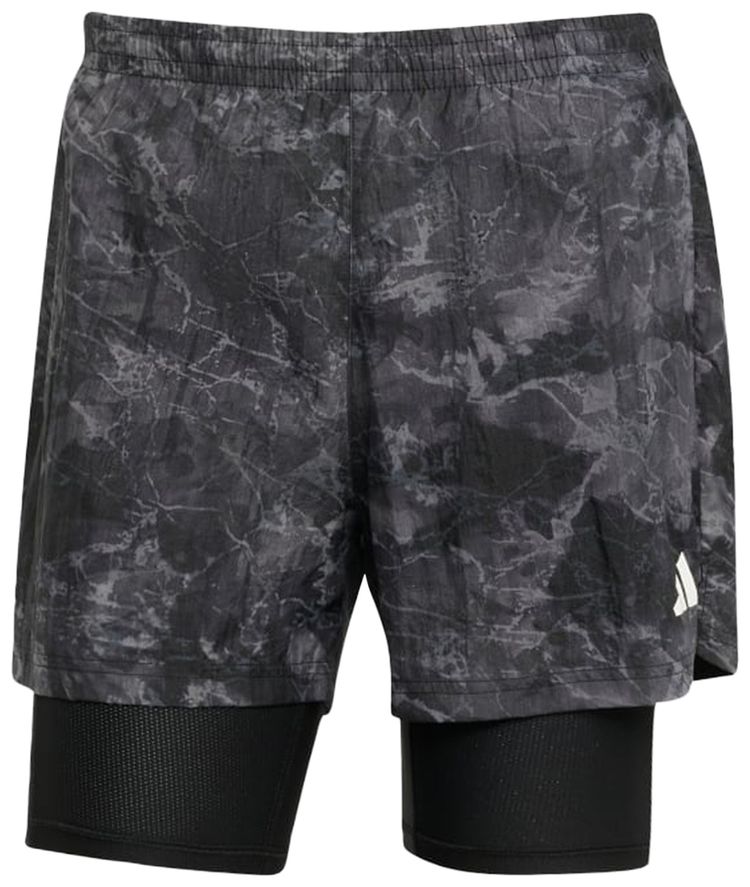 Adidas Own The Run Spray Dye 2 In 1 Short Grey FourBlack