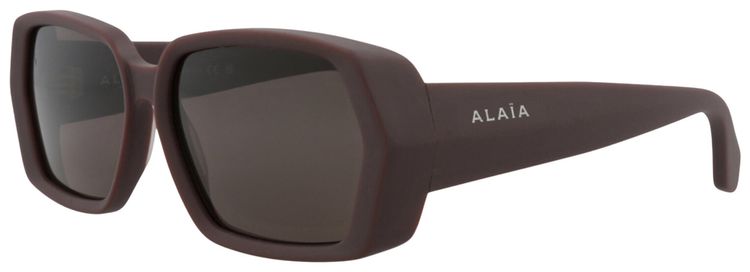 Alaia Square Frame Recycled Acetate Sunglasses Burgundy Grey
