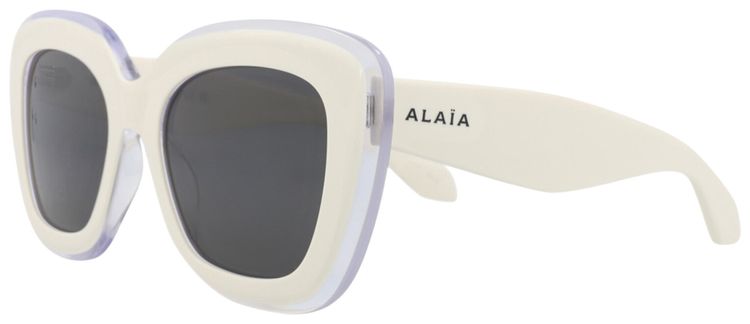 Alaia Square Frame Recycled Acetate Sunglasses White Grey