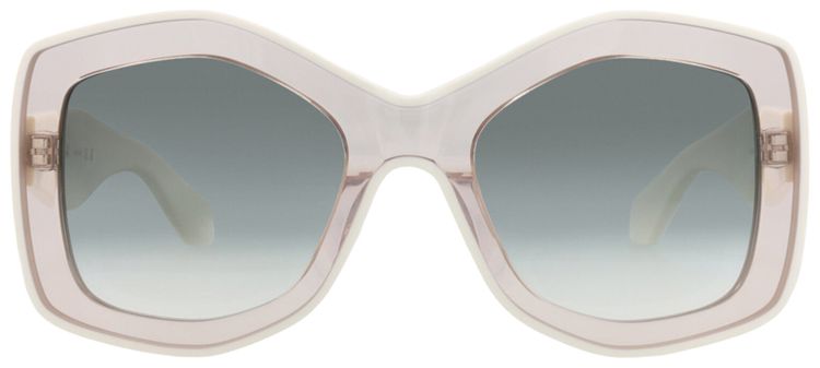 Alaia Square Frame Recycled Acetate Sunglasses Nude White Green