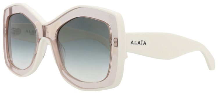 Alaia Square Frame Recycled Acetate Sunglasses Nude White Green