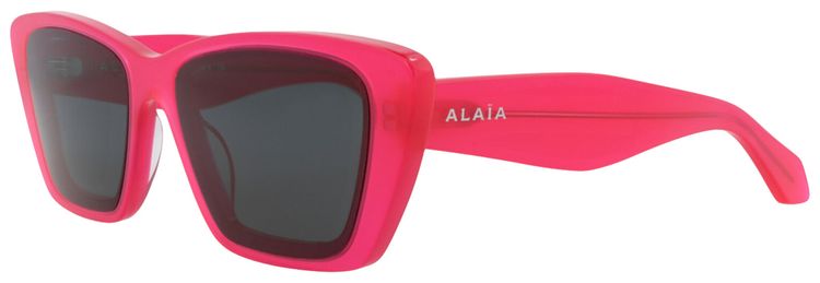 Alaia Square Frame Recycled Acetate Sunglasses Fuchsia Grey