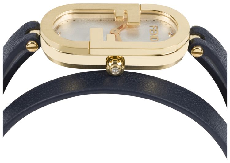 Fendi OLock Leather Watch Gold
