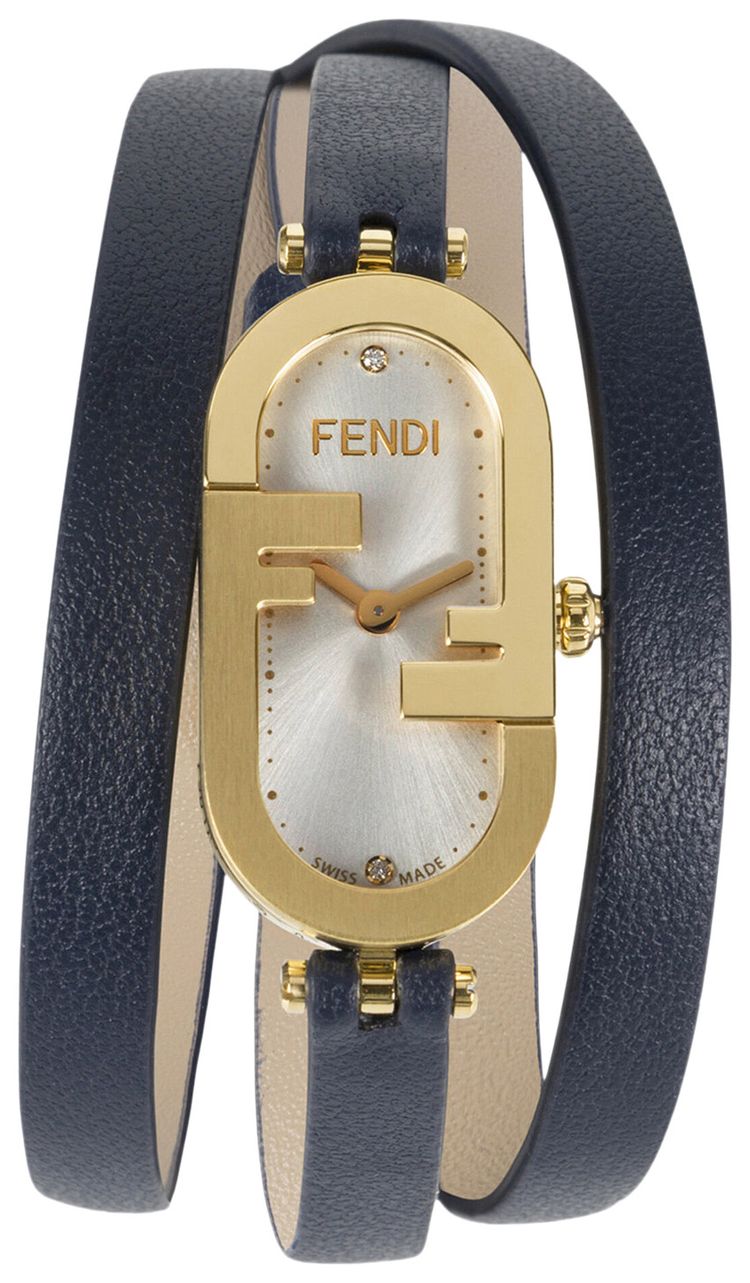 Fendi OLock Leather Watch Gold