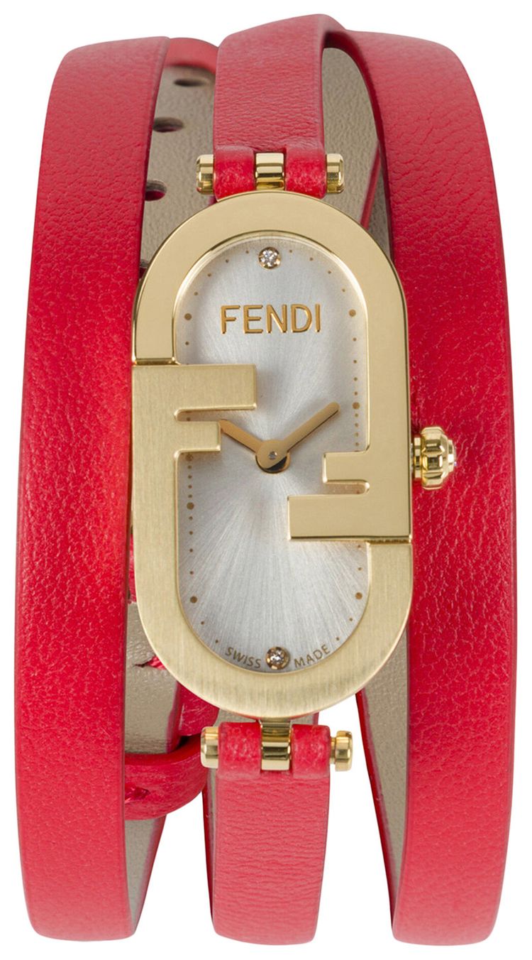 Fendi OLock Leather Watch Gold