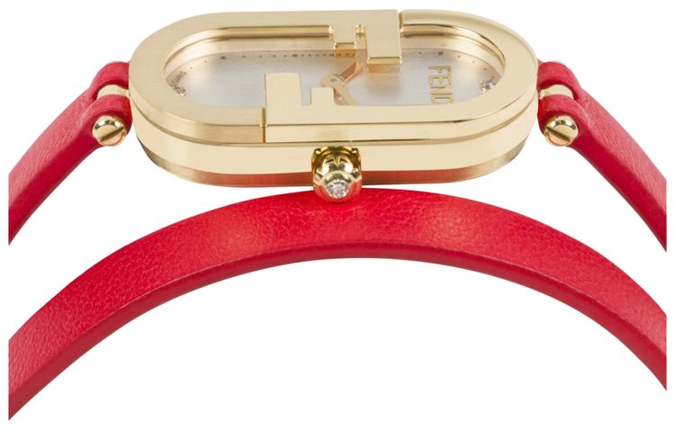 Fendi OLock Leather Watch Gold