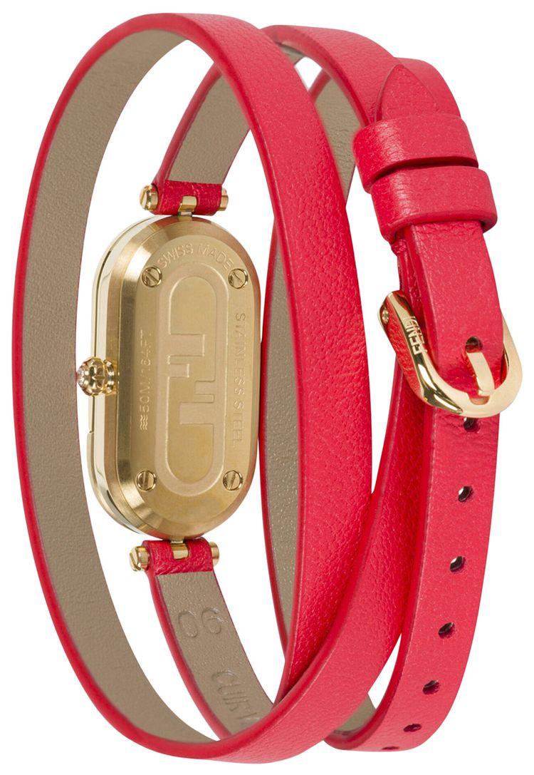 Fendi OLock Leather Watch Gold