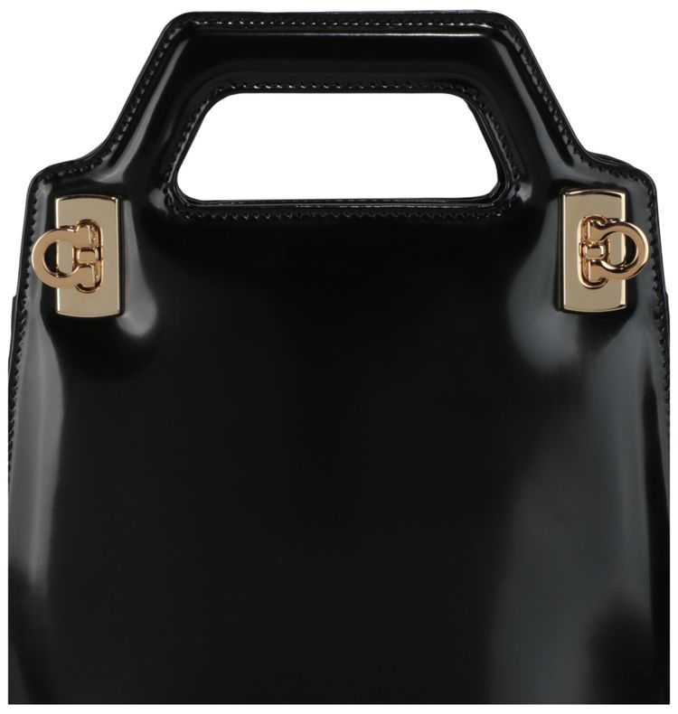 Ferragamo Wanda Mini Leather Shoulder Bag Black