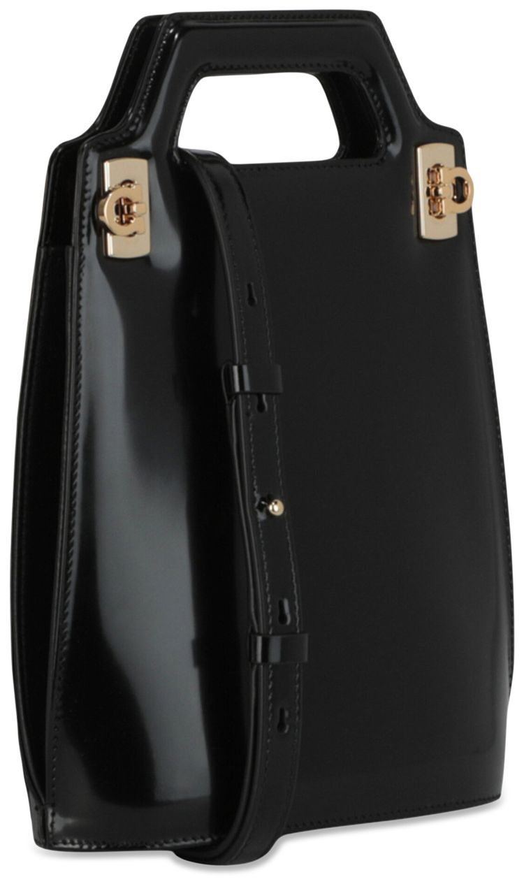Ferragamo Wanda Mini Leather Shoulder Bag Black