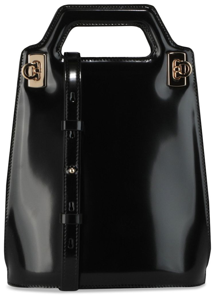 Ferragamo Wanda Mini Leather Shoulder Bag Black