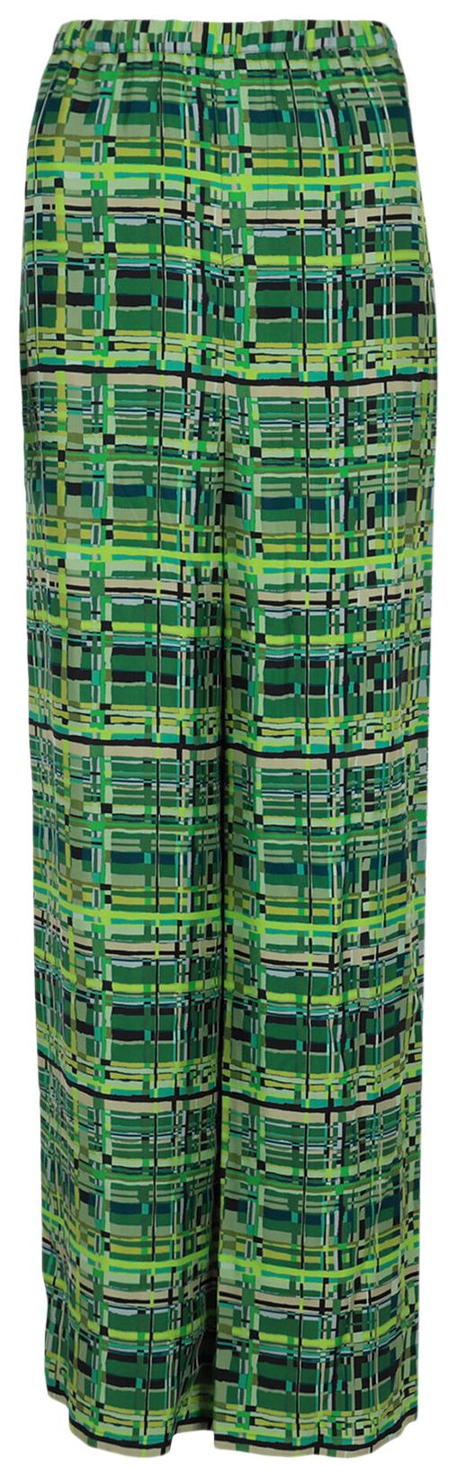 Ferragamo Geo Silk Wide Leg Pants Green