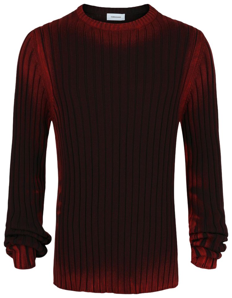 Ferragamo Tie Dye Ribbed Sweater Red