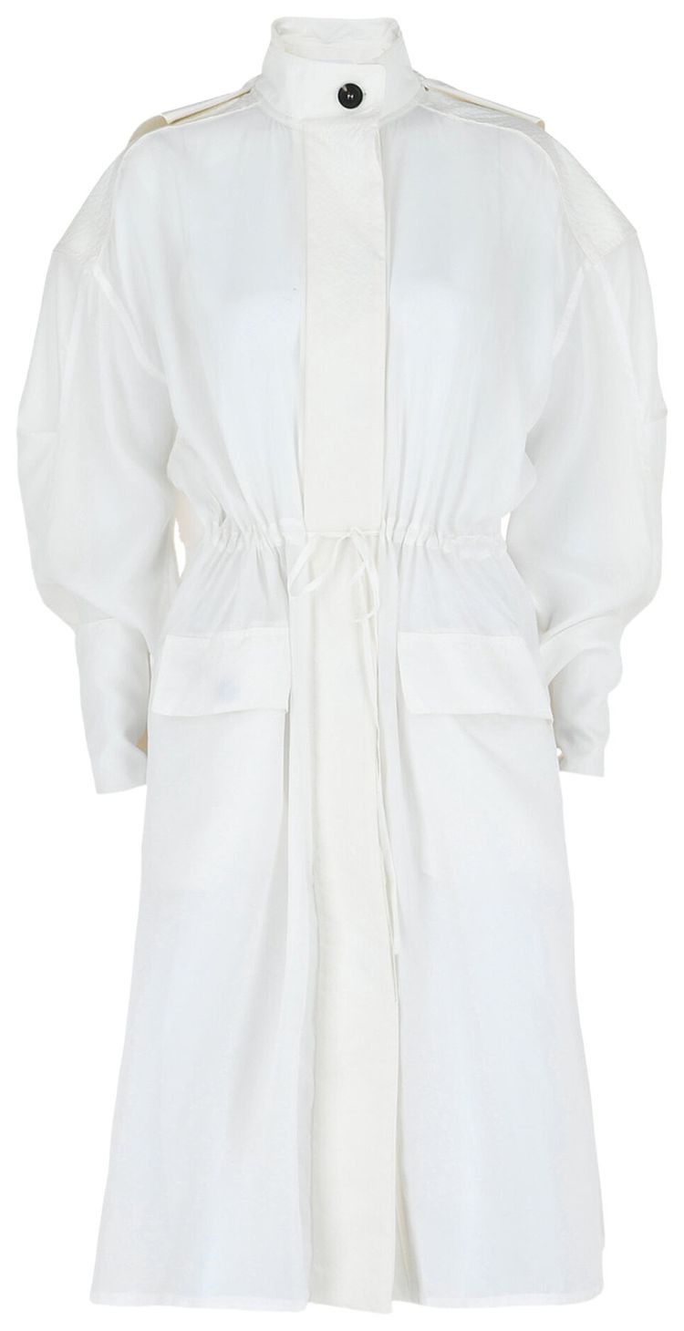 Ferragamo Long Sleeved Hooded Trench Coat White
