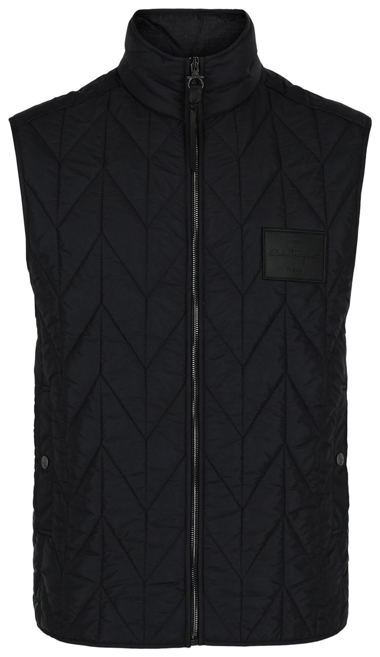 Ferragamo Chevron Quilted Vest Blue