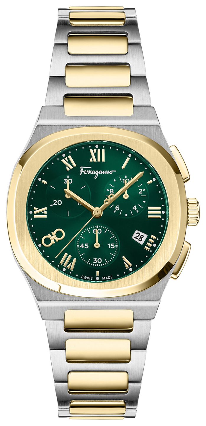 Ferragamo Elliptical Chronograph Watch Two Tone