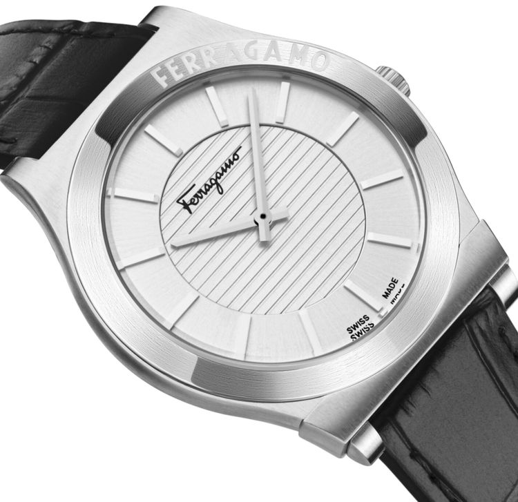 Ferragamo Gancini Leather Watch Stainless Steel
