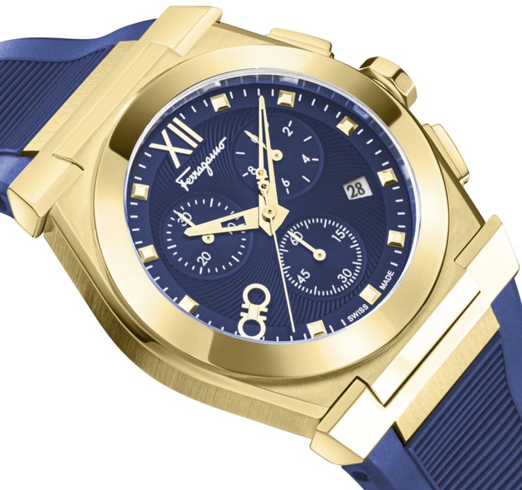 Ferragamo Vega Chrono Silicone Watch Gold