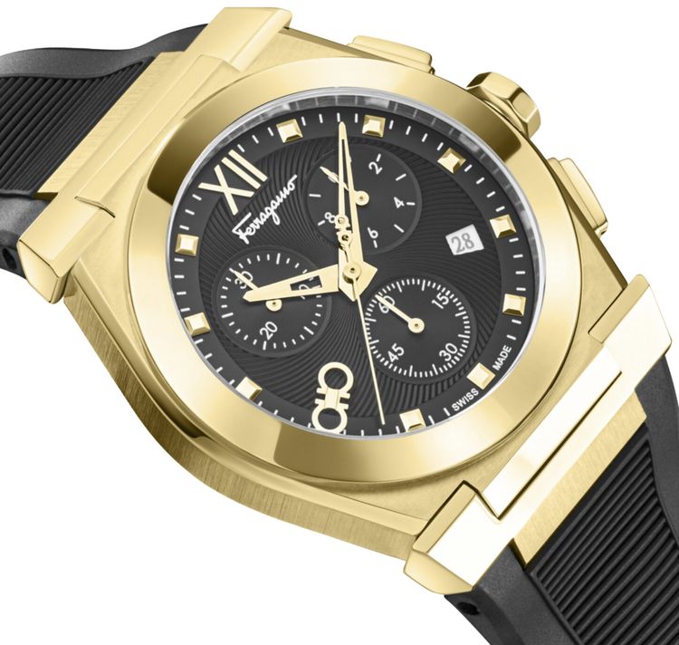 Ferragamo Vega Chrono Silicone Watch Gold