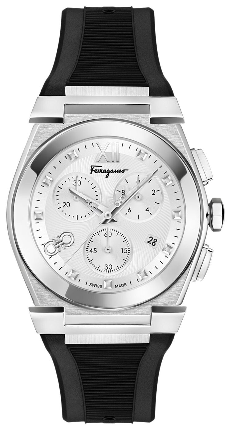 Ferragamo Vega Chrono Silicone Watch Stainless Steel