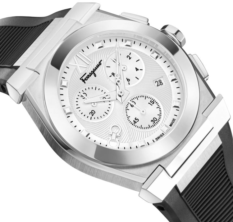 Ferragamo Vega Chrono Silicone Watch Stainless Steel