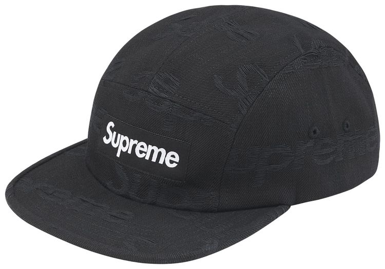 Supreme Jacquard Logos Denim Camp Cap Black