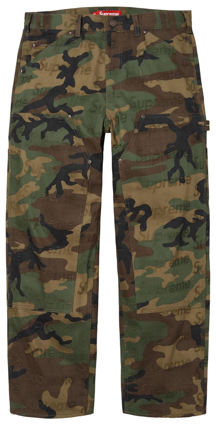 Supreme Jacquard Logos Double Knee Denim Painter Jean Woodland Camo