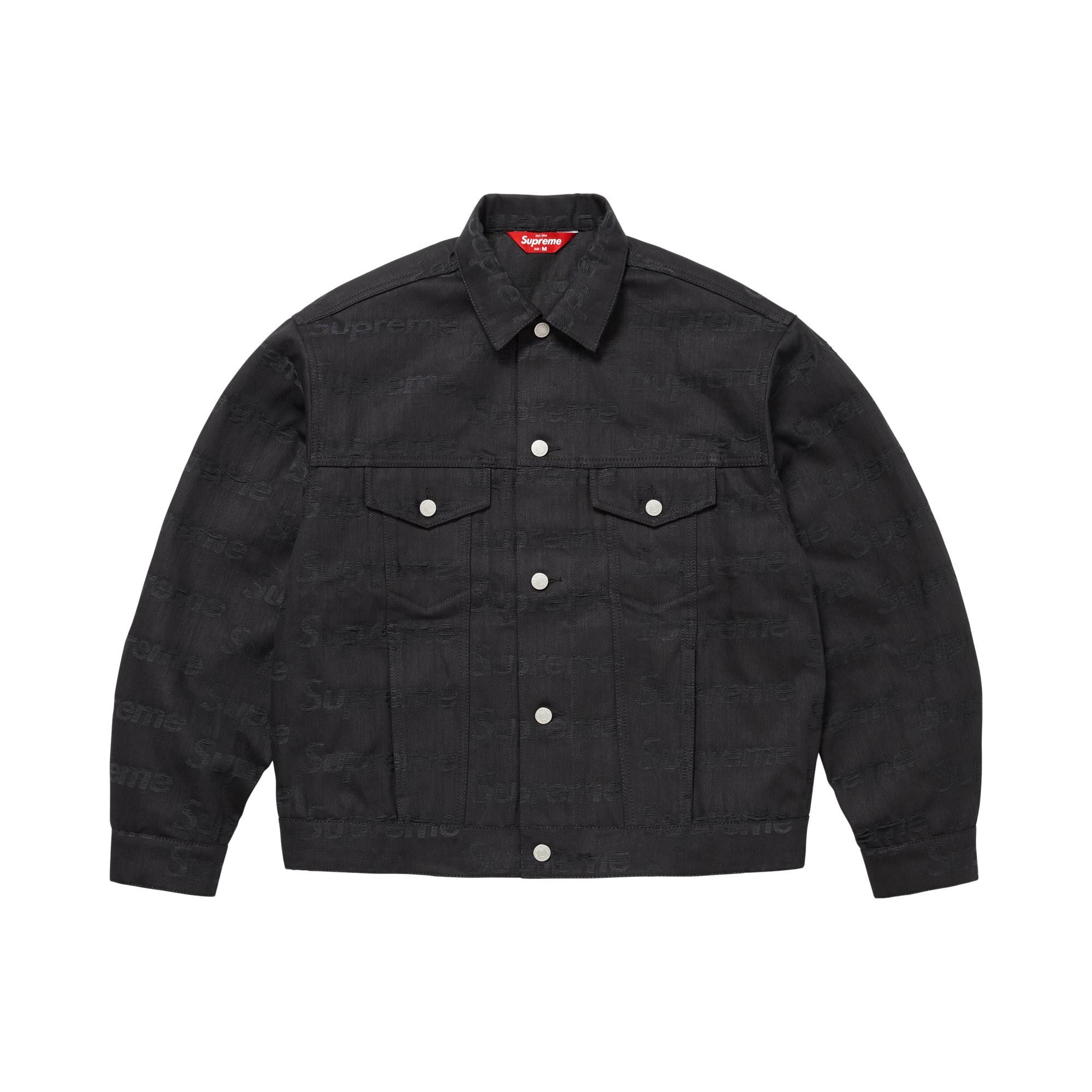 Buy Supreme Jacquard Logos Denim Trucker Jacket 'Black' - FW25J101