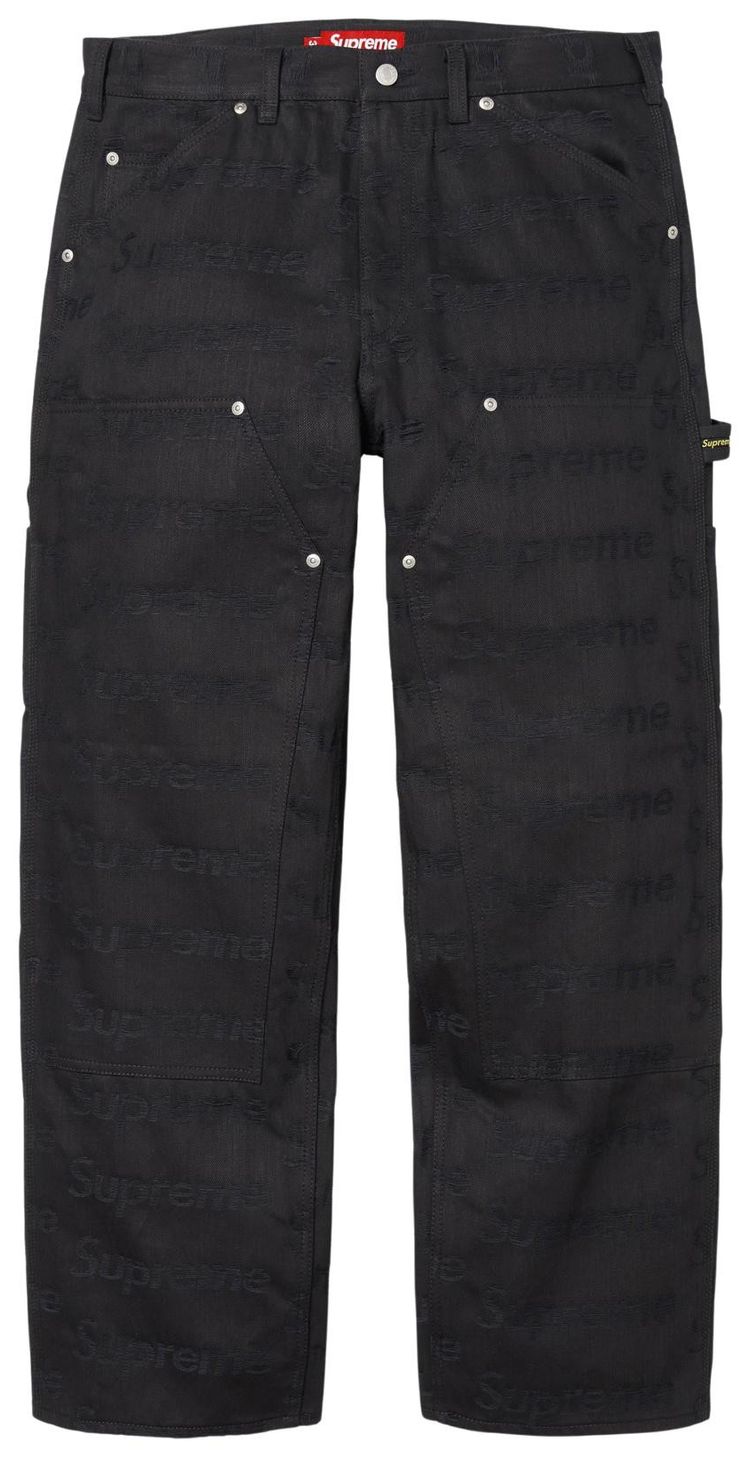 Supreme Jacquard Logos Double Knee Denim Painter Jean Black