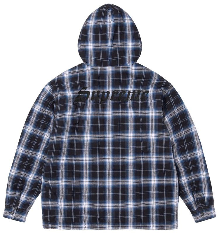 Supreme Lined Zip Up Hooded Flannel Shirt Black