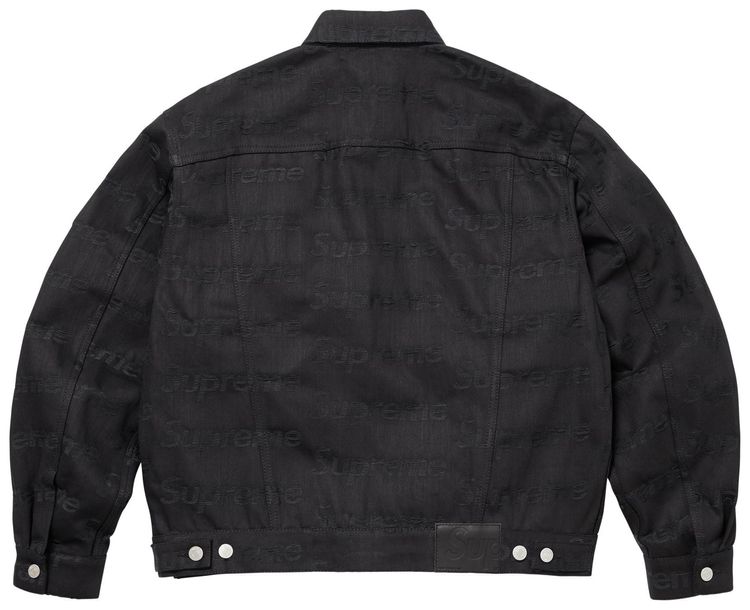 Supreme Jacquard Logos Denim Trucker Jacket Black