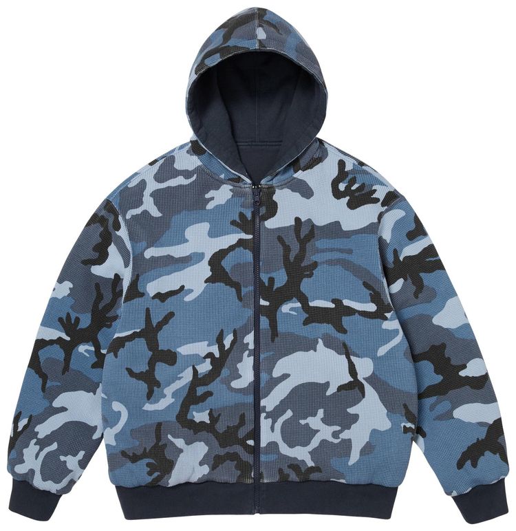 Supreme Reversible Work Zip Up Hooded Sweatshirt Navy