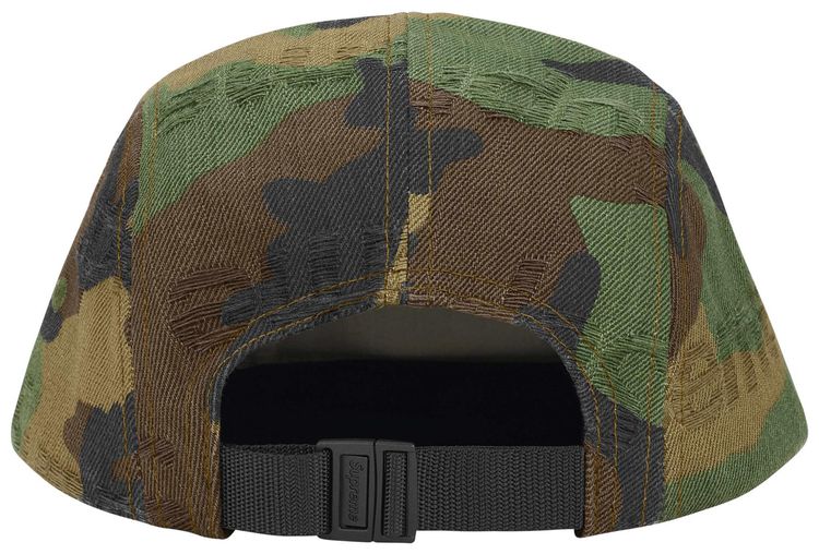 Supreme Jacquard Logos Denim Camp Cap Woodland Camo