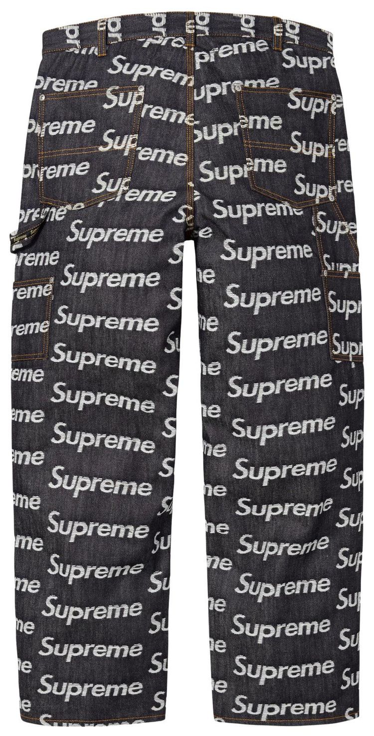 Supreme Jacquard Logos Double Knee Denim Painter Jean Rigid Indigo