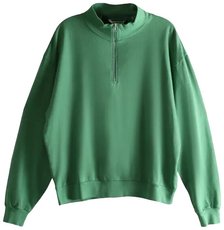 Auralee Super High Gauge Sweat Half Zip Shirt Green
