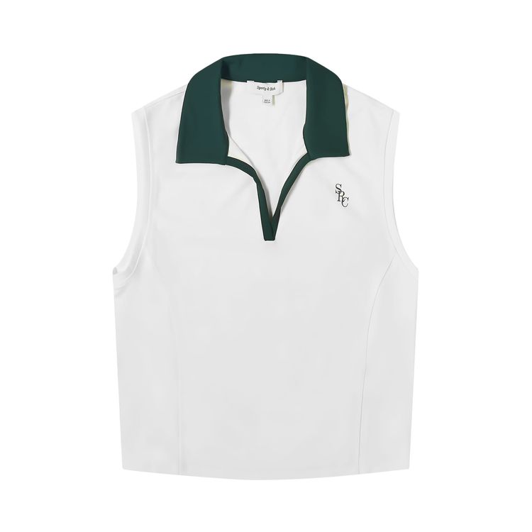 Sporty  Rich Cropped Polo Vest WhiteAlpine