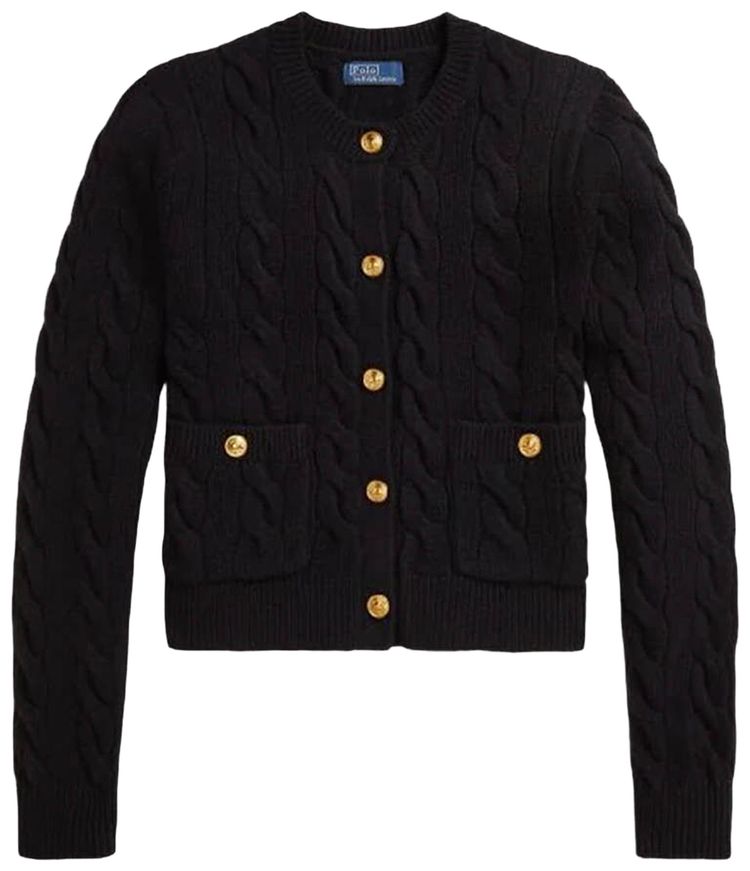 Polo Ralph Lauren Long Sleeve Crew Neck Cardigan Polo Black