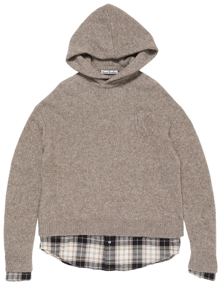 Acne Studios Layered Wool Hoodie Beige Melange