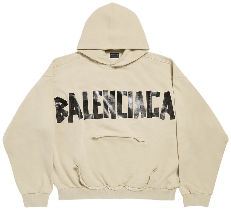 Balenciaga Ripped Pocket Hoodie Beige