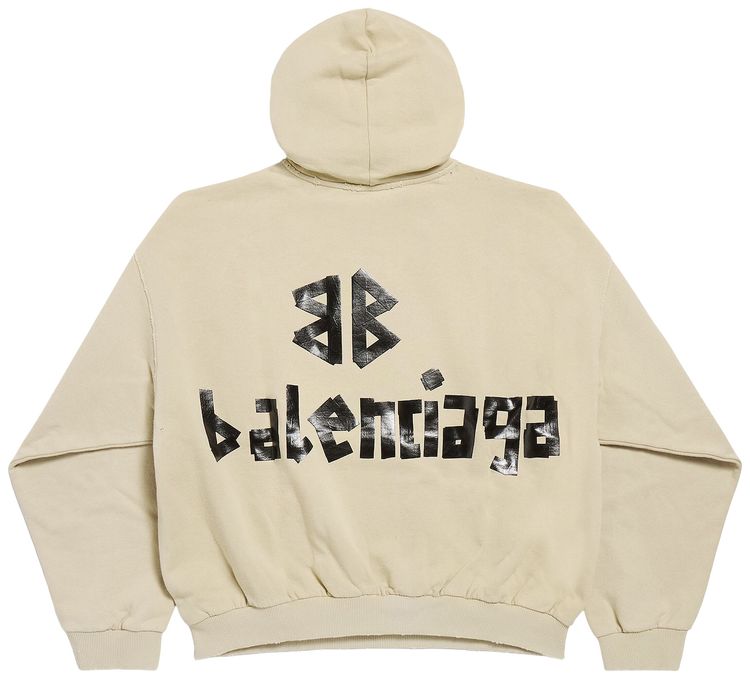 Balenciaga Ripped Pocket Hoodie Beige