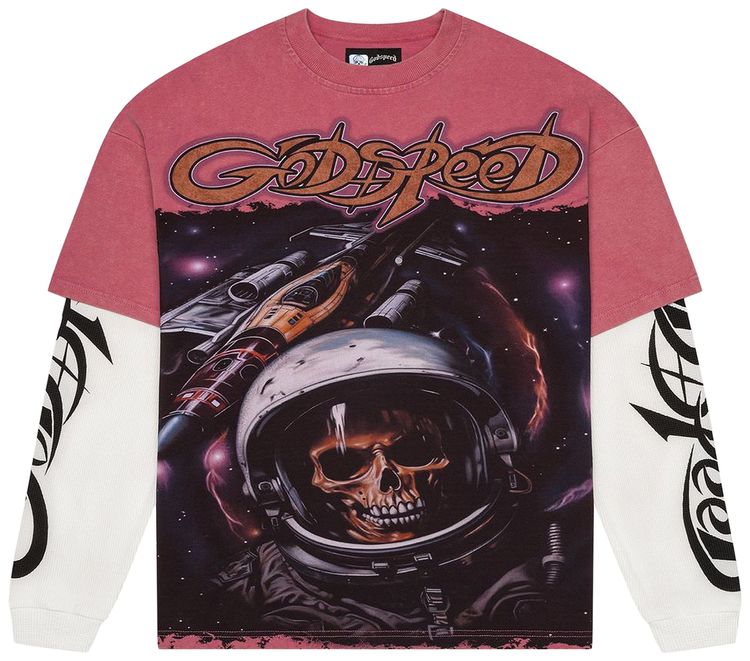 Godspeed Space Traveler Layered T Shirt Pink