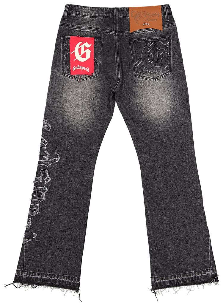Godspeed OG Logo Flared Denim Stitched Grey Wash