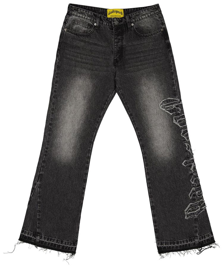 Godspeed OG Logo Flared Denim Stitched Grey Wash