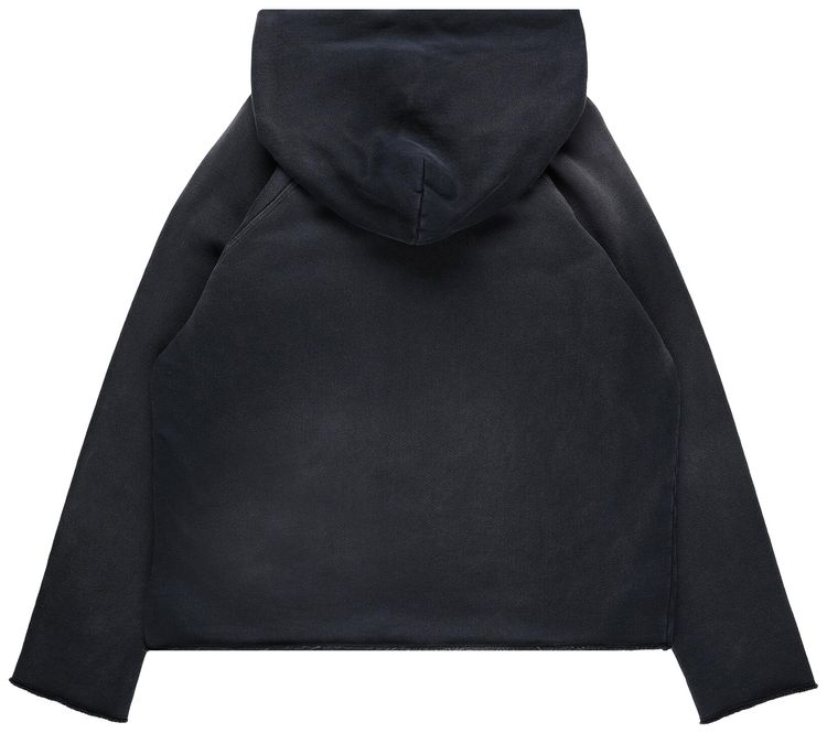 Les Tien Heavyweight Raw Raglan Hoodie Vintage Faded Black