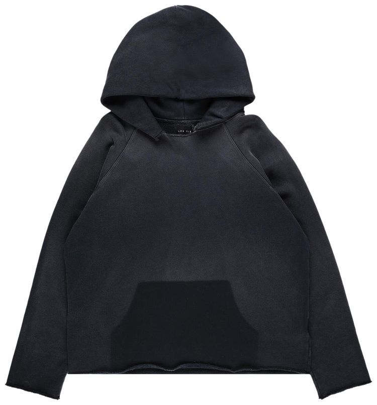 Les Tien Heavyweight Raw Raglan Hoodie Vintage Faded Black