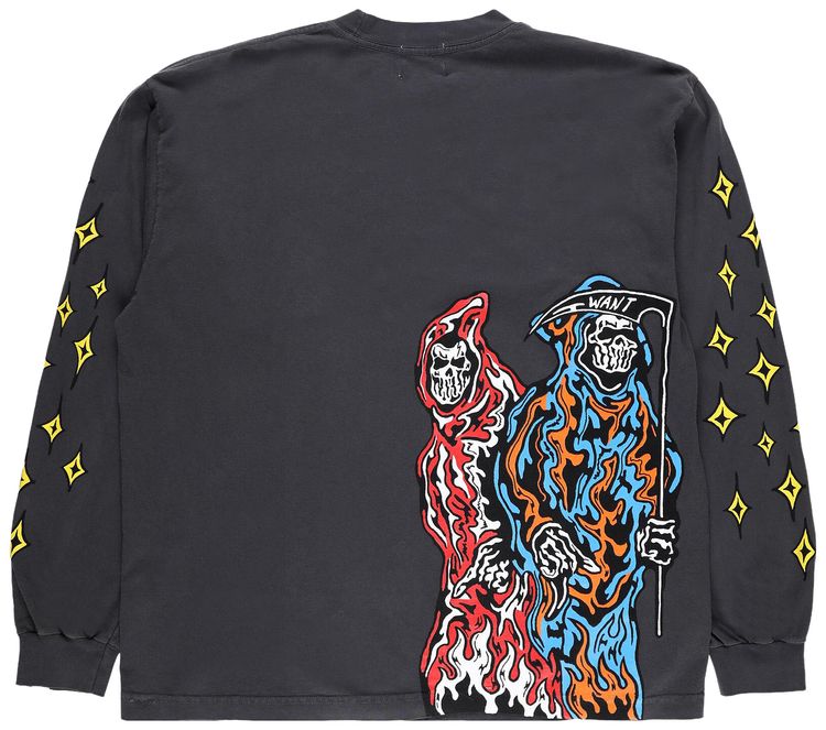 Warren Lotas Want Reaper Long Sleeve T Shirt Charcoal