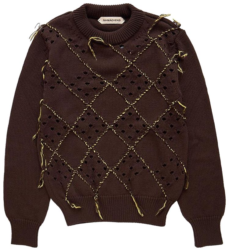Namacheko Intarsia Quilt Crewneck Brown