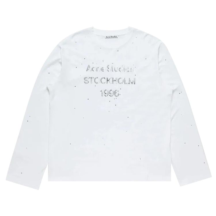 Acne Studios Logo Long Sleeve Crewneck T Shirt Optic White