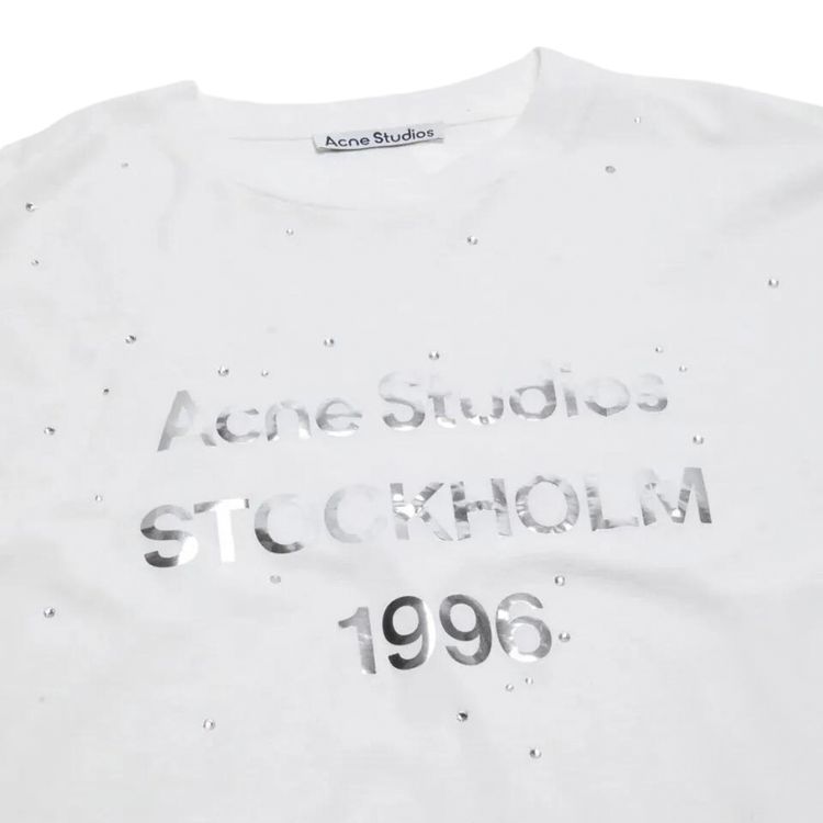 Acne Studios Logo Long Sleeve Crewneck T Shirt Optic White