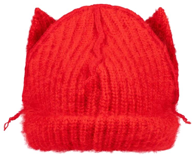 Charles Jeffrey Loverboy Mohair Chunky Ears Beanie Red