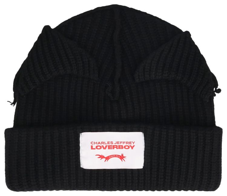 Charles Jeffrey Loverboy Supersized Chunky Ears Beanie Black